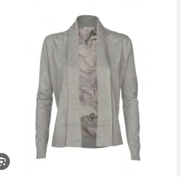 Ted Baker Rohani illuminated bloom grey purple floral cardigan sweater size 1 - Picture 2 of 11